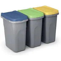 Casaria Afvalbak Set van 3 plastic 25L