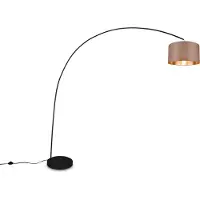 TRIO MANSUR Vloerlamp - Booglamp - Zwart + Taupe kap - H210cm