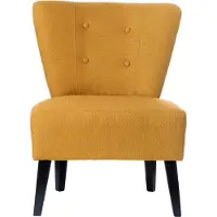 Meet by Paperflow Lounge fauteuil BRIGHTON, stoffen bekleding, vintage-look, massief houten poten, saffraan