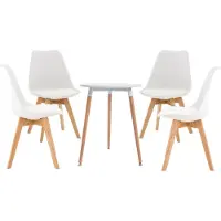 CLP Lamalie Eetkamerset - eetkamerstoelen set van 4x Linares stoel en 1x Amalie tafel - Rond tafelblad Ø 60 cm - wit