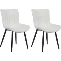 CLP Largo Set van 2 eetkamerstoelen - Zonder armleuning - Metaal frame - wit Kunstleer