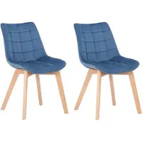 CLP Passaic Set van 2 Eetkamerstoelen - Fluweel blauw