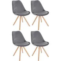 CLP Sofia Set van 4 Eetkamerstoelen - Zonder armleuning - Velvet - Fluweel - grijs natura (ronde)