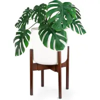 LifeGoods Planten Standaard - Uitschuifbare Bloempothouder - Plantentafel - 20 tot 30 cm - Donker Bamboe