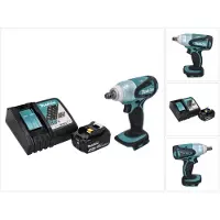 Makita Boormachine + slagboor, DTW 251 RF1 Accu-slagmoersleutel 18 V 230 Nm 1/2" + 1x accu 3.0 Ah + lader (Oplaadbare batterij)