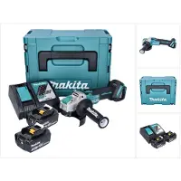 Makita DGA 521 RFX1J accu haakse slijper 18 V 125 mm X-LOCK Brushless + 2x accu 3,0 Ah + oplader + Makpac