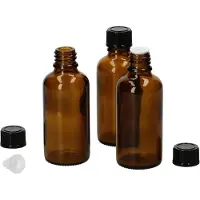 MamboCat Set van 3 apothekersflessen Glazen fles bruin 50ml met druppeldeksel