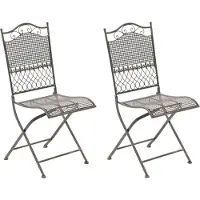 CLP Set van 2 tuinstoelen Kiran, opklapbaar, van ijzer in art-deco stijl, voor buiten gebruik, bronskleurig