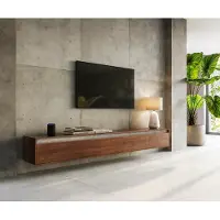 DELIFE Tv-meubel Stonegrace 240 cm acacia bruin Leisteen 4 deuren zwevend