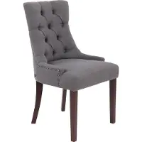 CLP Essstoel Aberdeen, bekleed met stof, met een frame van rubberhout en een zithoogte van 50 cm, donkergrijs. Framekleur: antiek