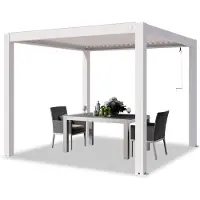 PRIMEYARD Pergola 3x3 m, lamellendak, wit