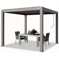 TOOLPORT Pergola 3x3 m, lamellendak, zilvergrijs