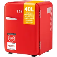 TZS First Austria Mini koelkast - Minibar - 40 liter - Vrijstaand - Volledig stil 22dB - Retro - Rood