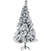 FÉÉRIC LIGHTS AND CHRISTMAS Windy Peak kunstkerstboom - 150 cm - groen - besneeuwd - Ø 83 cm - 289 tips - metalen voet