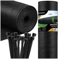 Springos Zwarte schaduwdoek 1,5 x 25 m 140 g/m² - Privacydoek + 100 kabelbinders