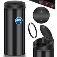 Kesser Prullenbak - Prullenbak met sensor - Automatische Sensor Afvalemmer Infrarood Sensor - Vuilnisbak met Elektrische Deksel / Vingerafdrukvrij - STAINLESS STEEL Papierafvalemmer - 40 Liter, Zwart