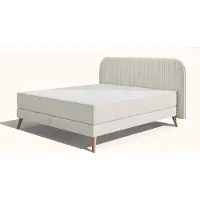Emma Original Elite Boxspring Bed 160x200 - Donkergrijs - Strepen Hoofdbord - Beukenhout Pootjes