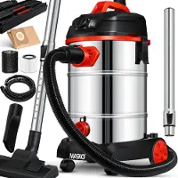 MASKO Alleszuiger Nat- en Droogzuiger 1800W + stopcontact, Blaasfunctie, Droog- & natzuigen | Industriële stofzuiger vuilreservoir 30L Bouwstofzuiger - Rood