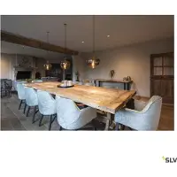SLV Glazen hanglamp Pantilo Convex, dimbaar, chroom / zilver, Woon-/ Eetkamer, metaal, Modern, hanglamp