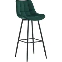 CLP Dartford Barkruk - Met rugleuning - Met voetsteun - Metalen frame - groen Fluweel