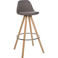 CLP Corbin Barkruk - Met rugleuning - Hout rond frame - Stof - natura/taupe