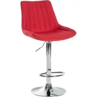 CLP barkruk Toni, bekleed met stof, draaibaar en met traploos verstelbare hoogte | Kleur: rood. Frame: chroom