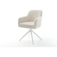 DELIFE Draaistoel Greg-Flex pluchen crème-wit kruisframe breed wit 360° draaibaar rocker-functie pocketveer kern