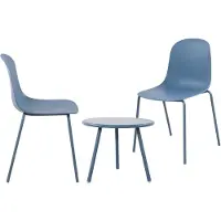 CLP Berdin tuinset - voor de tuin - loungeset - Set van tafel Berea en 2 stoelen Hardin - UV-bestendig - Tuinmeubelen - blauw