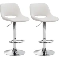 CLP Camden Set van 2 barkrukken - Met rugleuning - Verstelbaar - Velvet - Fluweel - chroom/creme