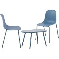 CLP Veldin tuinset - voor de tuin - loungeset - Set van tafel Berea en 2 x stoel Hardin - UV-bestendig - Tuinmeubelen - blauw