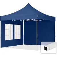 TOOLPORT 3x3 m Easy up partytent, ECONOMY staal 30mm met zijwanden (vensters), blauw