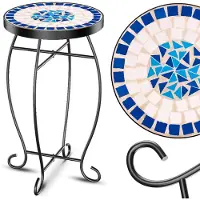 Kesser Mozaïek Tafel Bistrotafels Bloemkruk Rond 60 x 34 cm Metalen Mozaïek Bijzettafel Balkontafels Patiotafel Balkon Stenen Mozaïek Tuintafel Binnen Buiten - Peripou