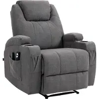 CLP Hepler Fauteuil - Met massagefunctie - Verstelbare rugleuning met voetensteun - TV-fauteuil met warmtefunctie - grijs Stof