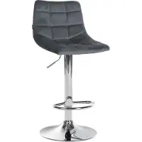 CLP barkruk Jerry, bekleed met fluweel, in hoogte verstelbaar en 360 graden draaibaar | Kleur: donkergrijs. Frame: chroom