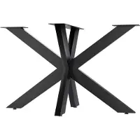 CLP Biloxi tafelpoten - metaal - voor doe-het-zelf - Hoogte 71 cm - Stervormig tafelframe van gepoedercoat staal - zwart 120x68 cm