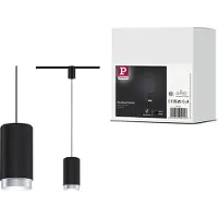 Paulmann Corus URail hanglamp mat zwart Corus, dimbaar, zwart, Woon-/ Eetkamer, metaal, Modern
