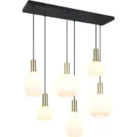 TRIO DIVA - Hanglamp - Messing mat - Wit glas - excl. 6x E27 8,5 W - Plafondbevestiging - In hoogte verstelbaar