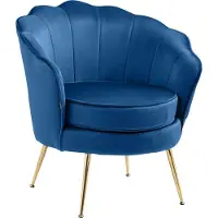 CLP Rosita Fauteuil - Met armleuning - Goudkleurig metalen frame - Velvet - Fluweel - blauw
