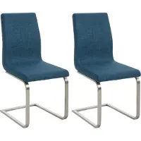 CLP Belfort Set van 2 eetkamerstoelen - Stof - blauw