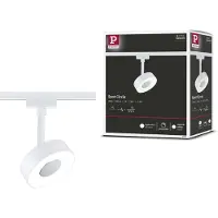 Paulmann URail LED-spot Circle, dimbaar, 4.000K, signaalwit dimbaar, wit / opaal, Woon-/ Eetkamer, metaal, Modern