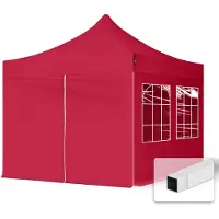TOOLPORT 3x3 m Easy up partytent met zijwanden (4 venster), rood