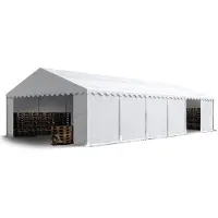 TOOLPORT Opslagtent 6x12 m met ritssluitingen - 2,0m zijwandhoogte, PVC 700, wit