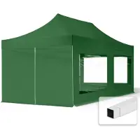 TOOLPORT 3x6 m Easy up partytent, ECONOMY staal 30mm met zijwanden (panorama), donkergroen