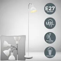 B.K.Licht Staande ledlamp Vloerlamp industrial design staande lamp draaibaar metaal E27 wit