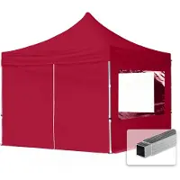 TOOLPORT 3x3 m Easy up partytent, ECONOMY alu 32mm met zijwanden (panorama), rood