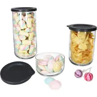 Ritzenhoff & Breker Set van 3 BOHO voorraadpotten antraciet van glas & kunststof