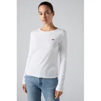 Levi's Shirt 'Essential Housemark Long Sleeve Tee' karmijnrood / wit