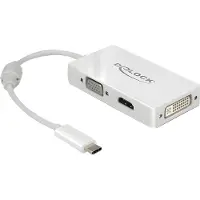 DeLOCK Premium USB-C naar HDMI, DVI en VGA adapter met DP Alt Mode / wit - 0,15 meter