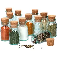 MamboCat Set van 12 kruidenpotjes groen 125ml + kurk - voor het bewaren van kruiden & specerijen