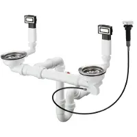 Hansgrohe - Dubbele spoelbak automatische afvoer- en overloopcombinatie, RVS 43932800